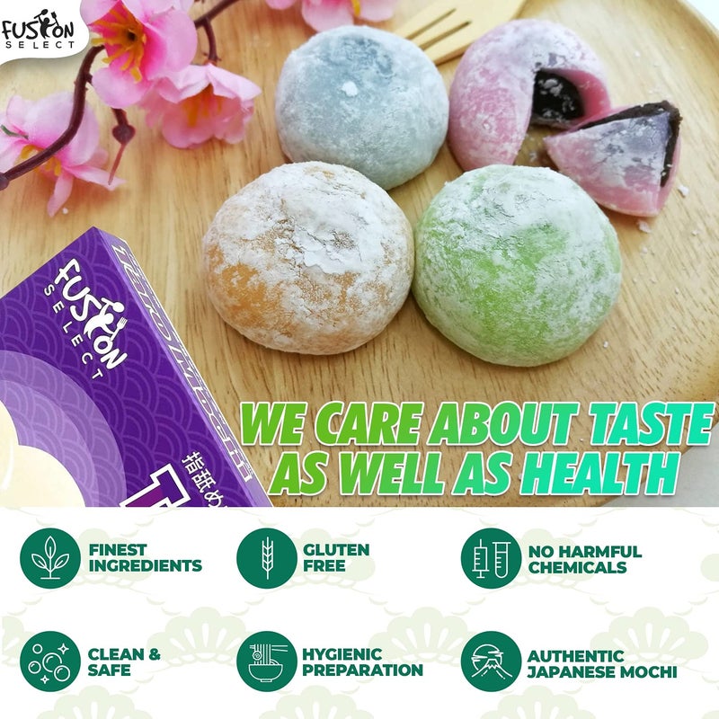 Fusion Select Mochi Daifuku Snacks - Traditional Japanese Rice Cakes with Filling - Flavored Asian Sweet Desserts for Family - Chewy and Soft Texture (Green Tea) - Image 4